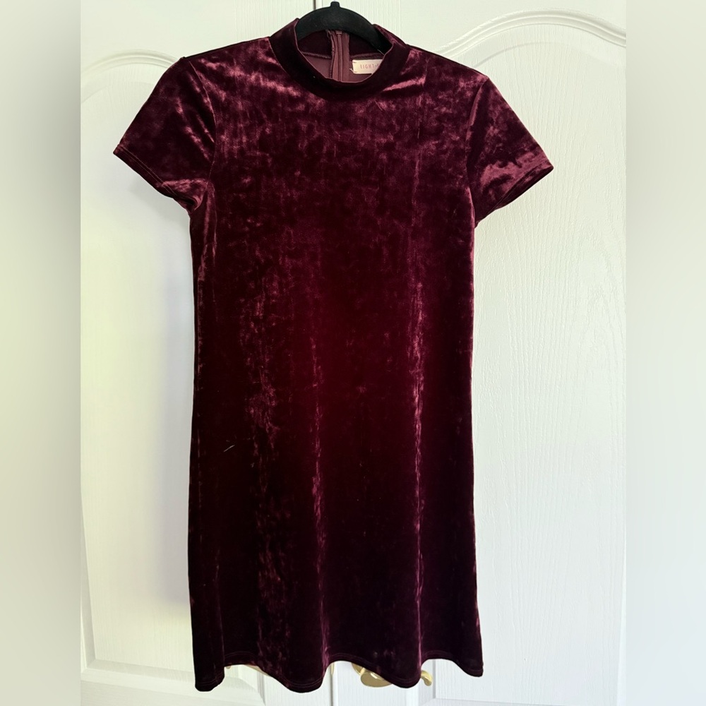 Eight Sixty Velvet Wine Mini Dress